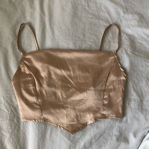 Satin Cowl Neck Crop Top